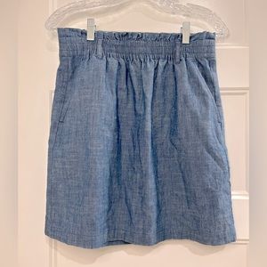 J. Crew Denim Blue Paperbag Waist Size Small Skirt with Pockets